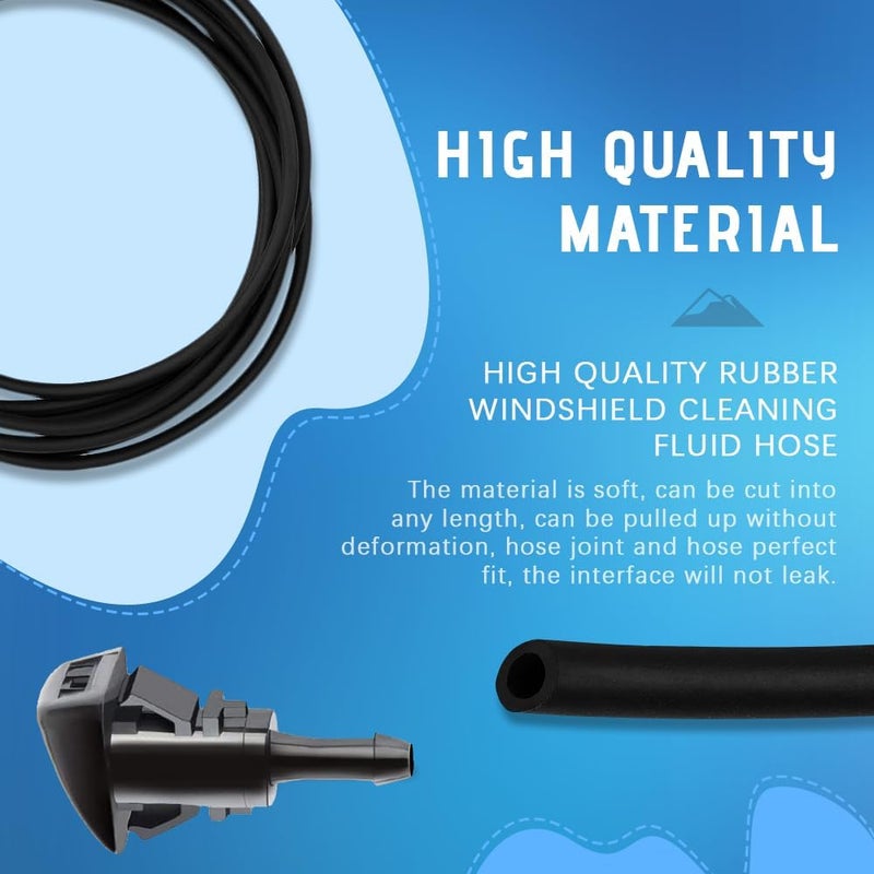 DWARFOO Windshield Fluid Hose with Washer Nozzles, Windshield Washer Hose Repair Kit, 4805742AB 5116079AA Fluid Hose Spray Kit, Front Windshield Washer Nozzle Kit Replacement for Chrysler Dodge Jeep Ram - Image 4